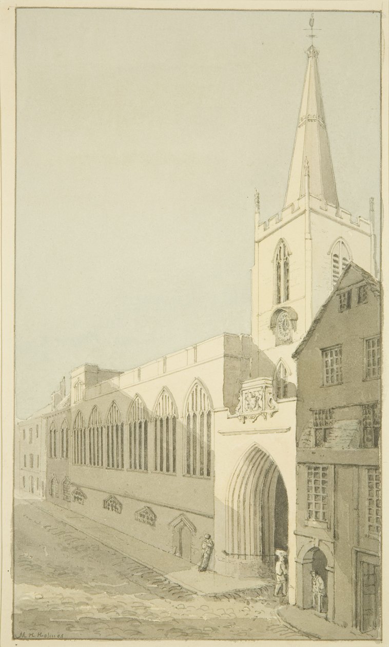 Lado Norte da Igreja de São João (lápis e aguarela sobre papel) de Marcus H. Homes
