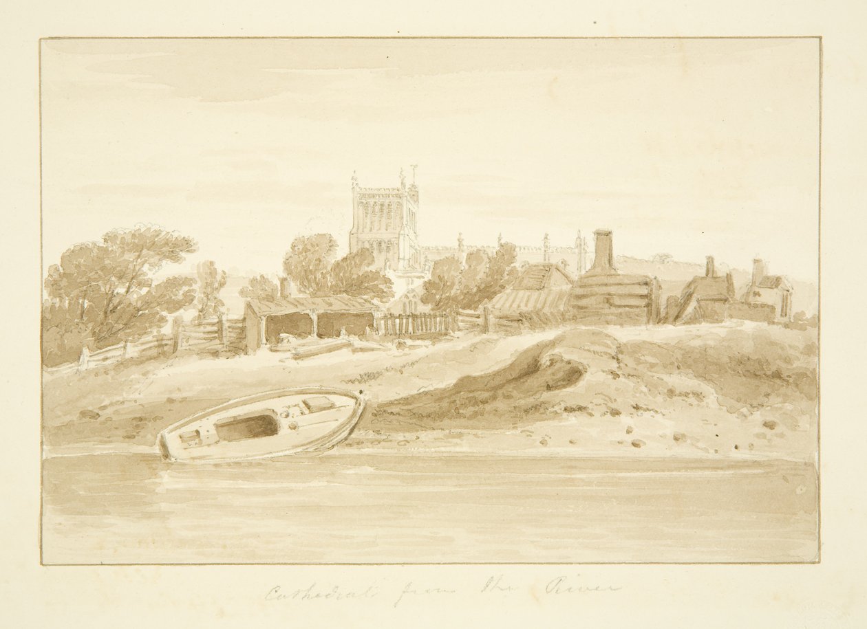 Vista Sul da Catedral de Bristol (lápis e aguarela sobre papel) de Marcus H. Homes