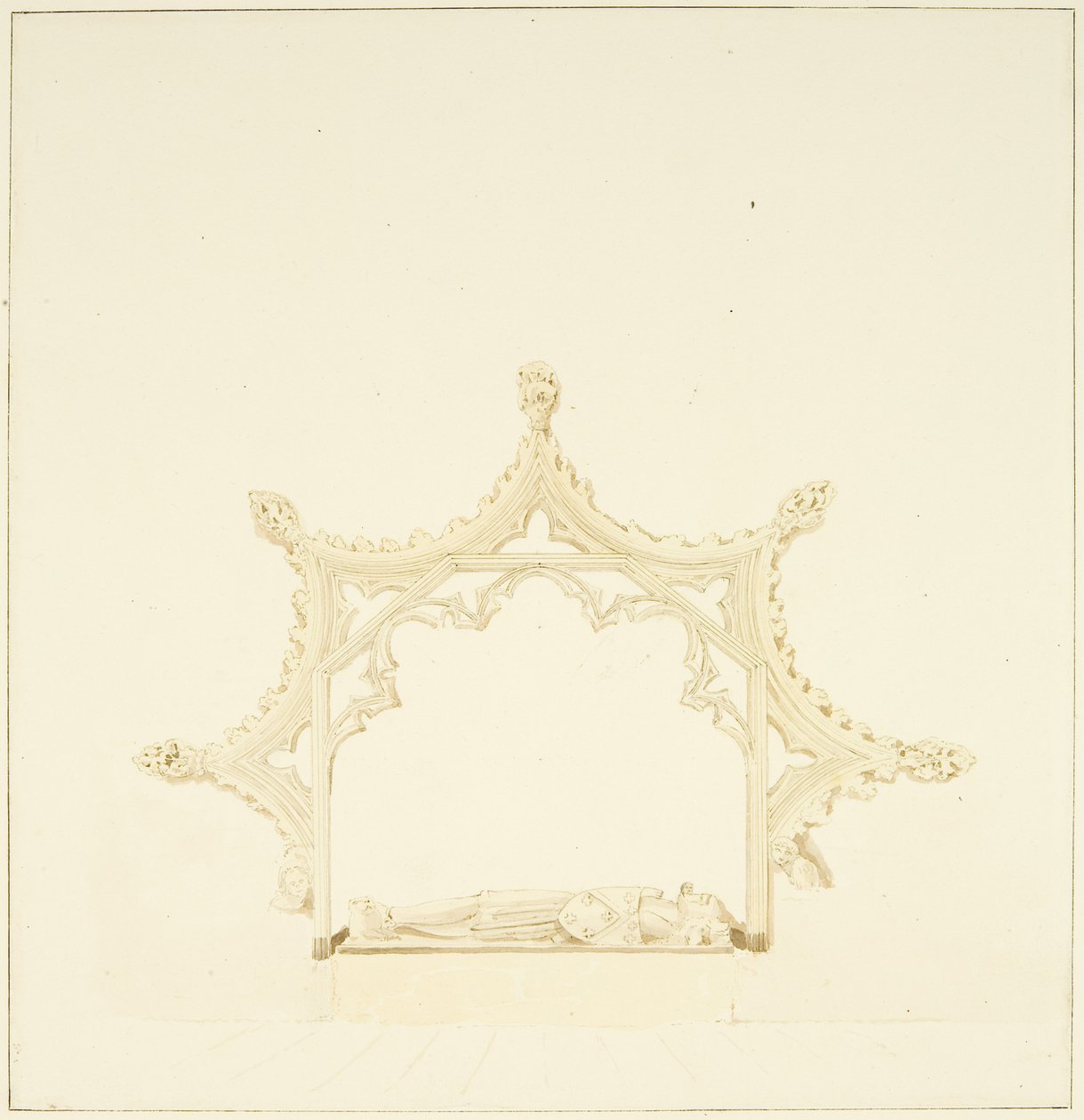 Túmulo de Maurice, 7º Conde de Berkeley, na Catedral de Bristol (lápis e aguarela sobre papel) de Marcus H. Homes