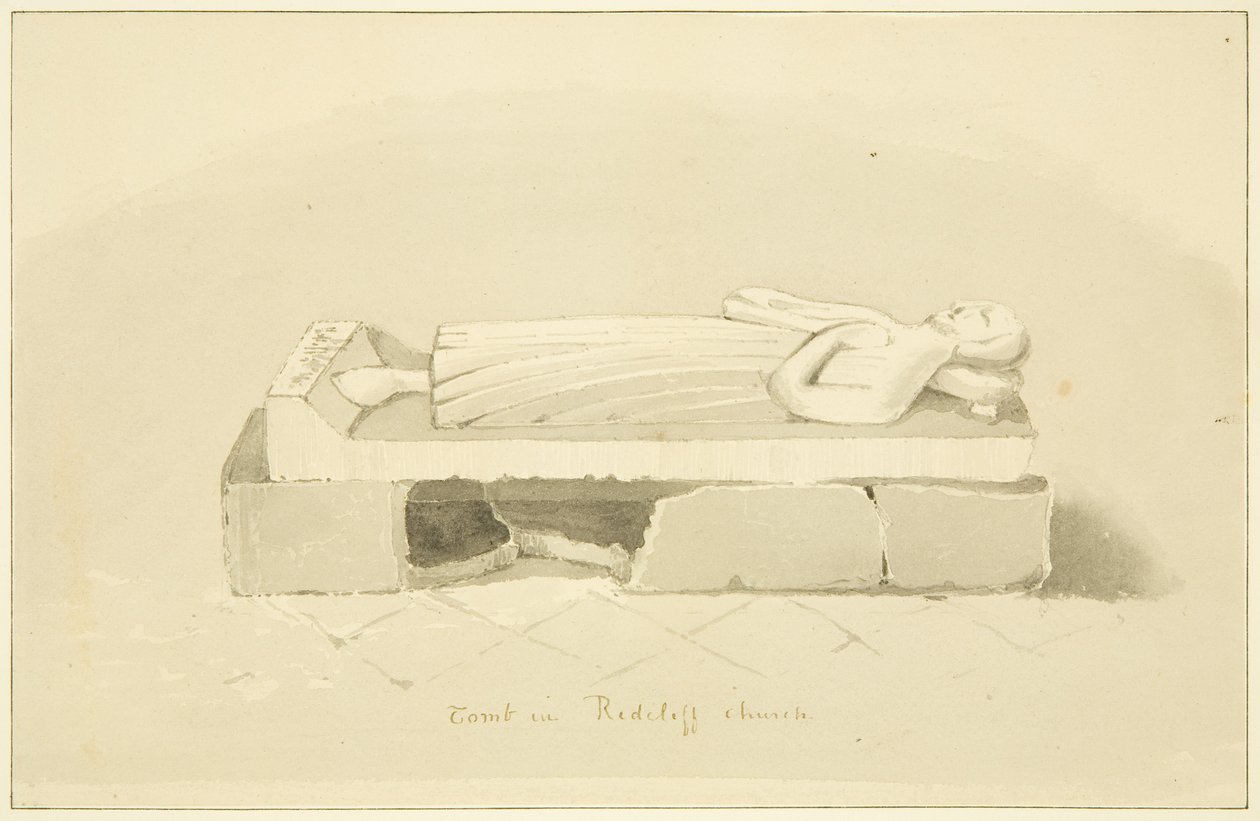 Túmulo de Sir John Lamyngton em St Mary Redcliffe (lápis e aguarela sobre papel) de Marcus H. Homes