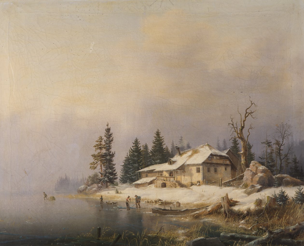 Fazenda à beira do lago invernal de Marcus Pernhardt