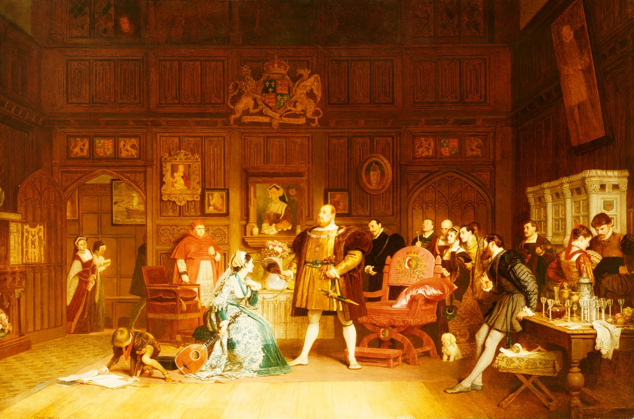 Henrique VIII e Ana Bolena observados pela rainha Katherine, 1870 de Marcus Stone
