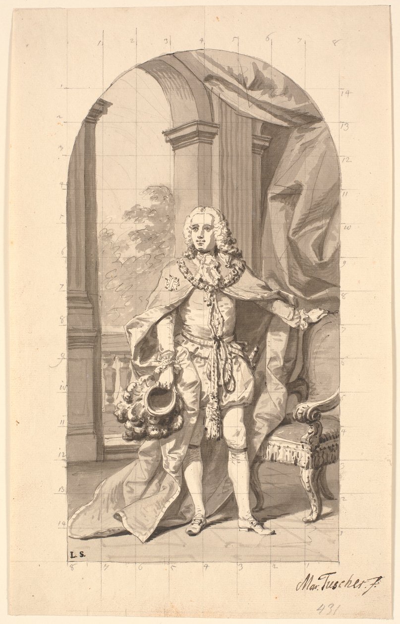 Comissário do Condado "Gehejmeråd i Tønder" Frederik Wilhelm Holstein como um cavaleiro dannebrog em ordem de Marcus Tuscher