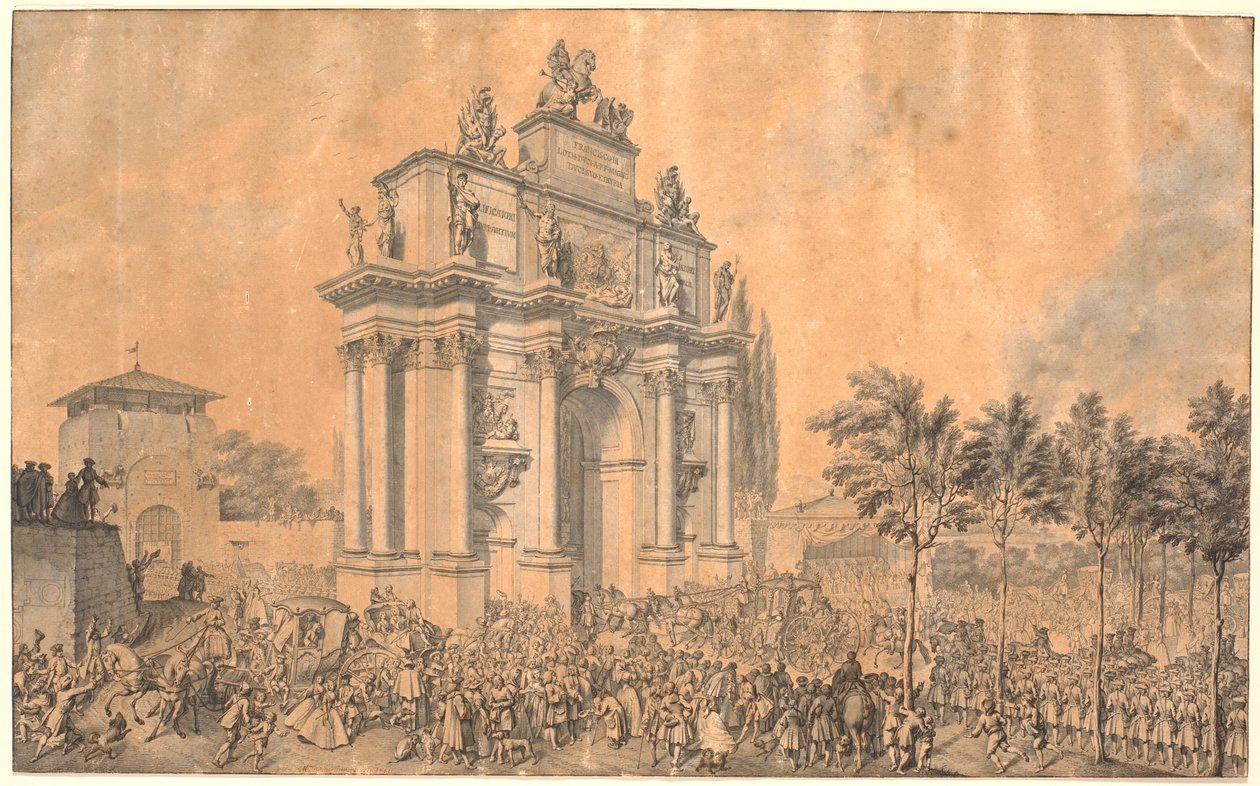 Arco triunfal para Francisco III de Lorena e Maria Teresa em sua entrada em Florença em 1739 de Marcus Tuscher