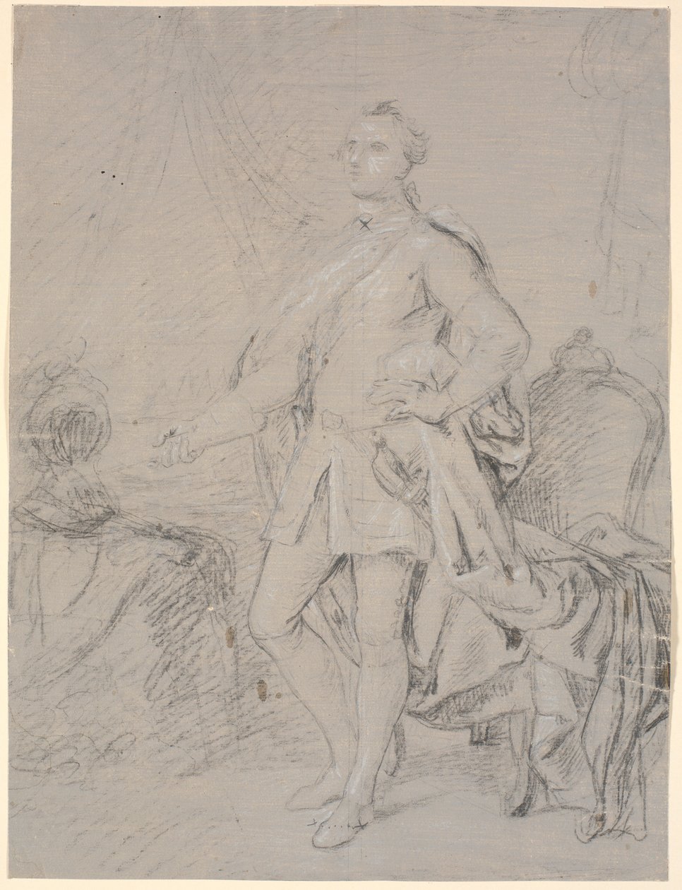 Esboço de retrato de corpo inteiro. Preparação para o Cr. A foto de família de VI. (Rosenborg)? Frederik, o Grande como príncipe herdeiro de Marcus Tuscher