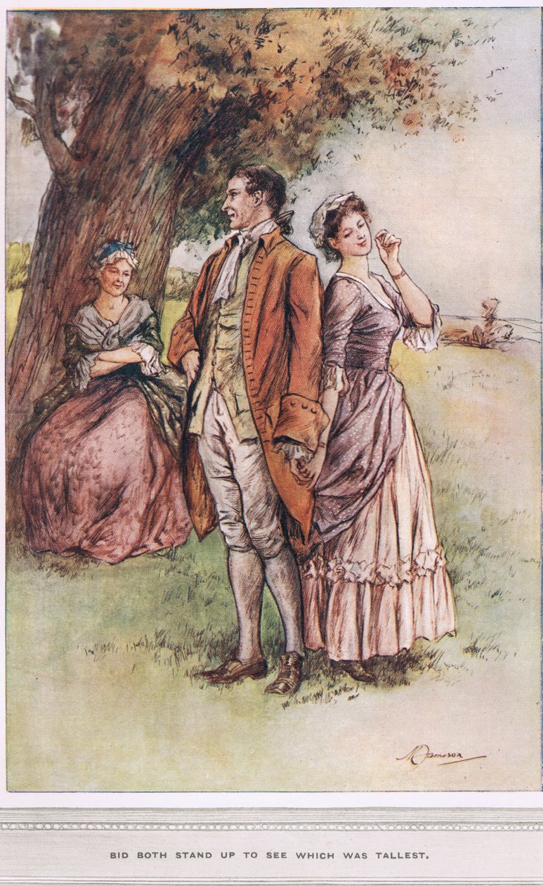 "Ofereça ambos para ver qual era a mais alta", ilustração de "O Vigário de Wakefield" de Oliver Goldsmith, c.1910 de Margaret Jameson