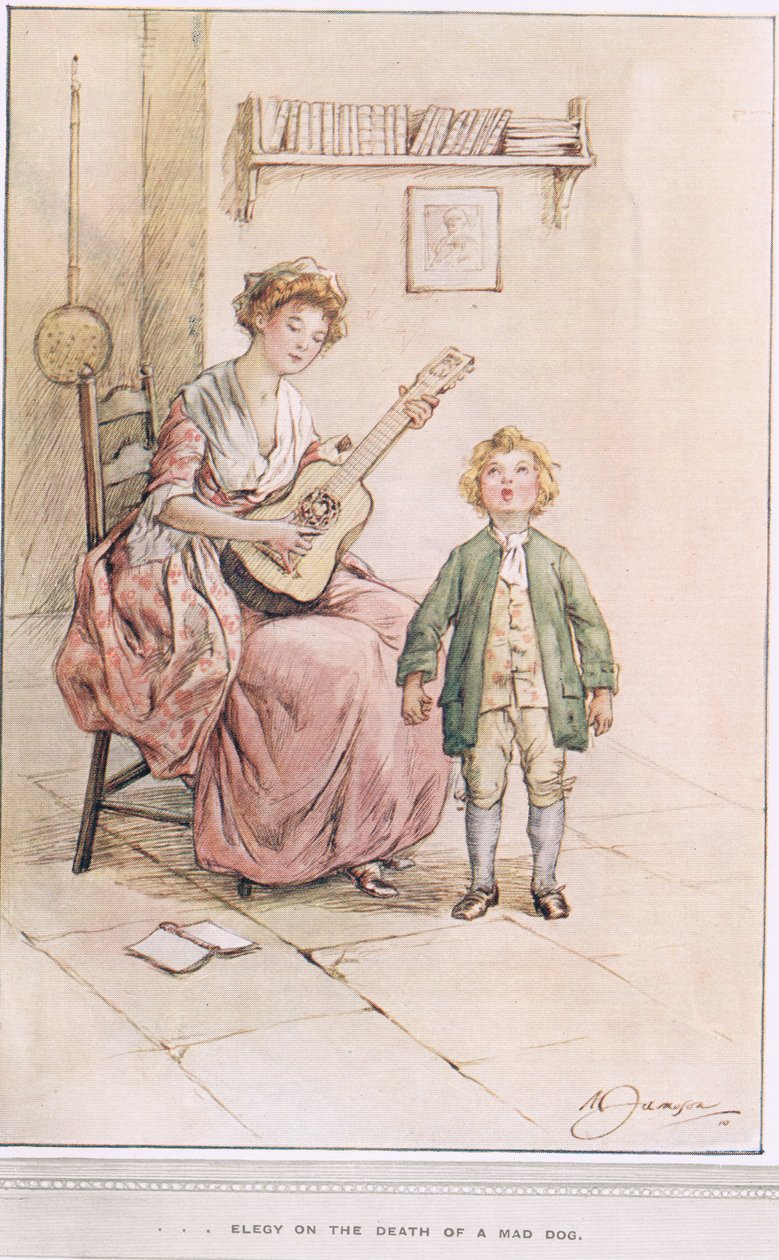 Elegia sobre a morte de um cão louco, ilustração de &39;O Vigário de Wakefield&39; por Oliver Goldsmith, c.1910 de Margaret Jameson