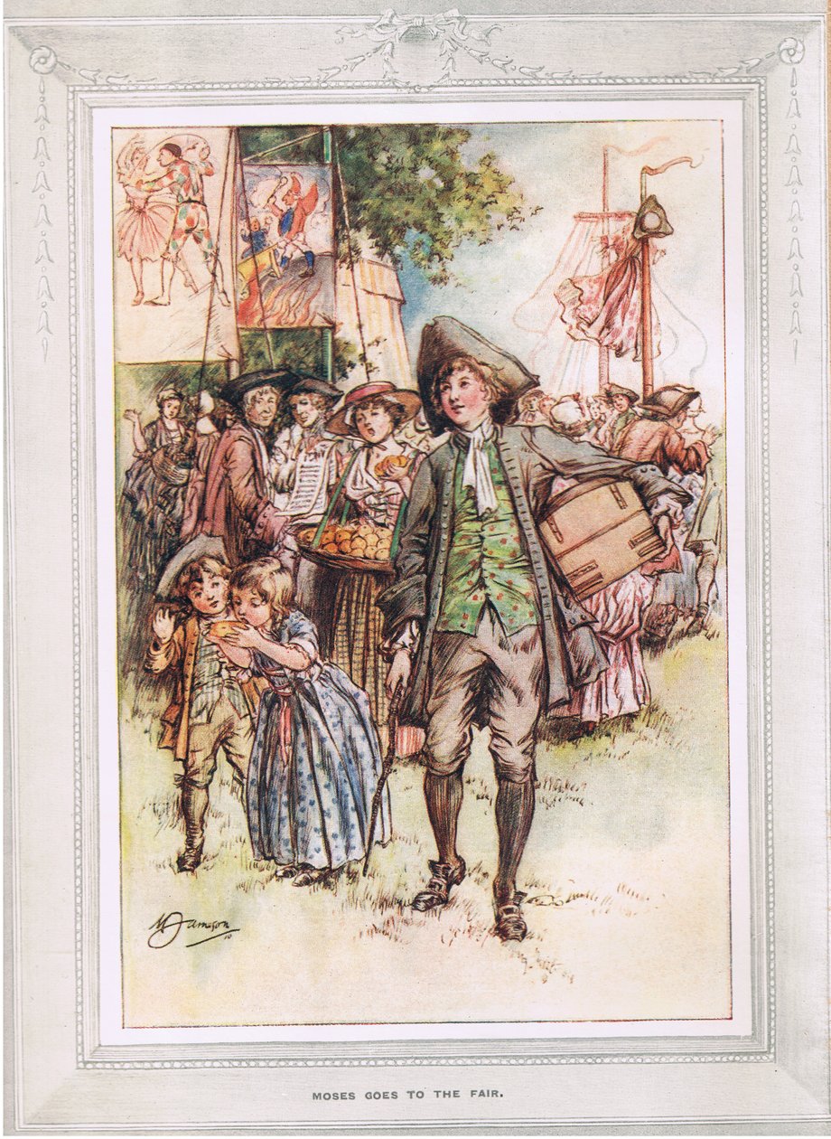 Moisés vai à feira, ilustração de &39;O Vigário de Wakefield&39; de Oliver Goldsmith, c.1910 de Margaret Jameson
