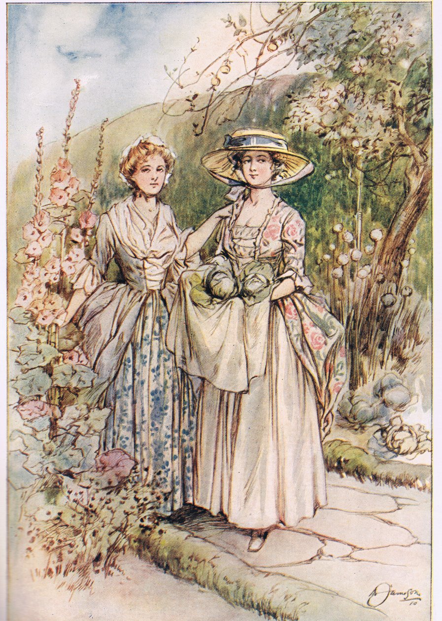 &39;Nós nos encontramos no jardim&39;, ilustração de &39;O Vigário de Wakefield&39; por Oliver Goldsmith, c.1910 de Margaret Jameson