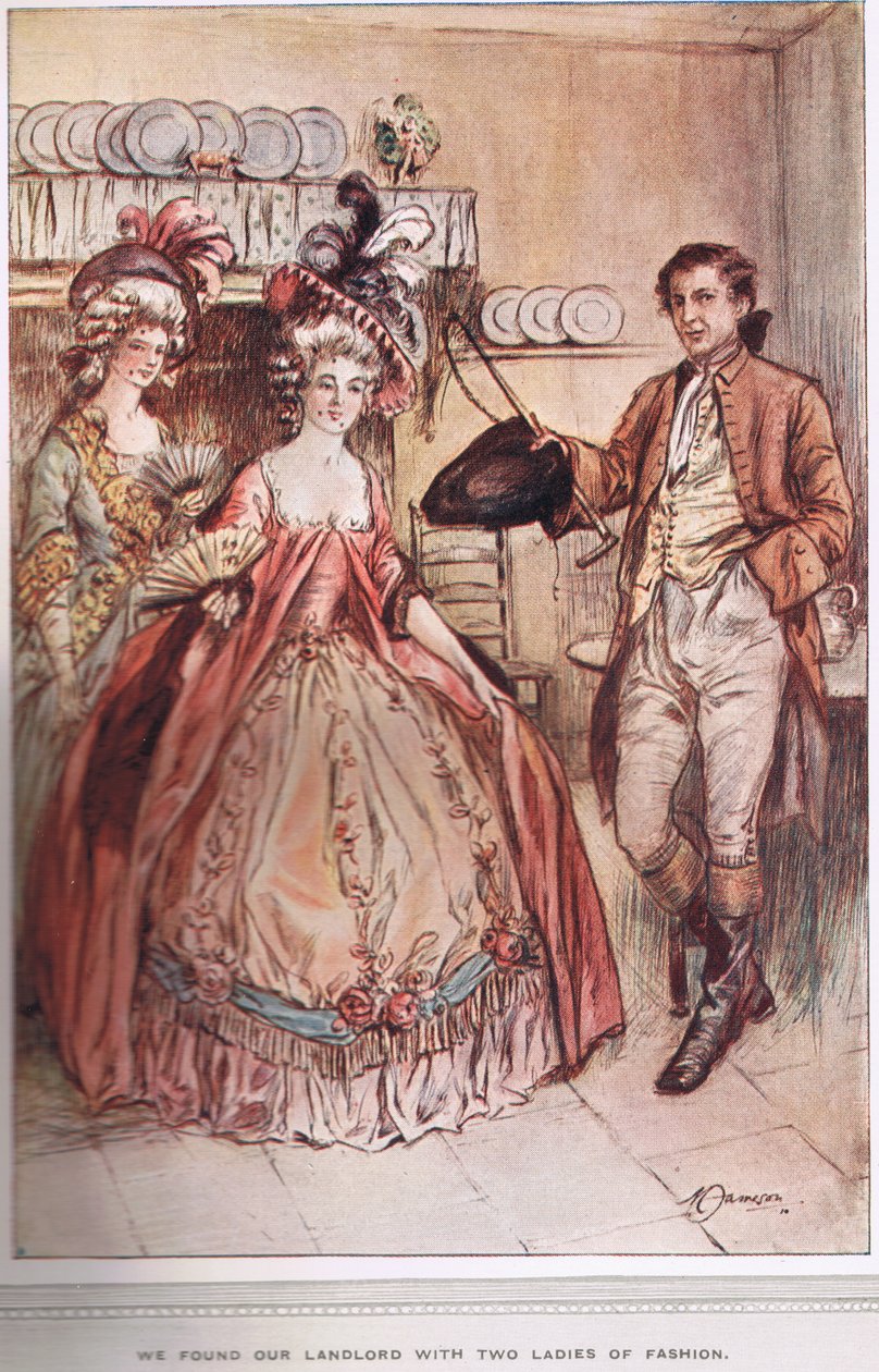 "Encontramos nosso senhorio com as duas senhoras da moda", ilustração de "O Vigário de Wakefield" de Oliver Goldsmith, c.1910 de Margaret Jameson