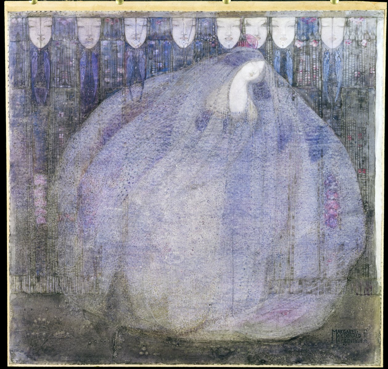 The Mysterious Garden, 1911 (wc e tinta sobre lápis sobre velino colocado a bordo) de Margaret MacDonald Mackintosh