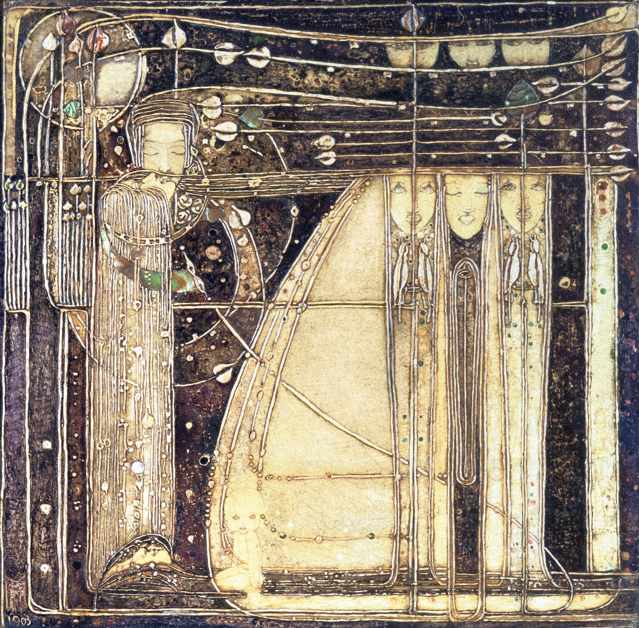 A ópera do vento, c.1902 (painel gesso embutido) de Margaret MacDonald Mackintosh