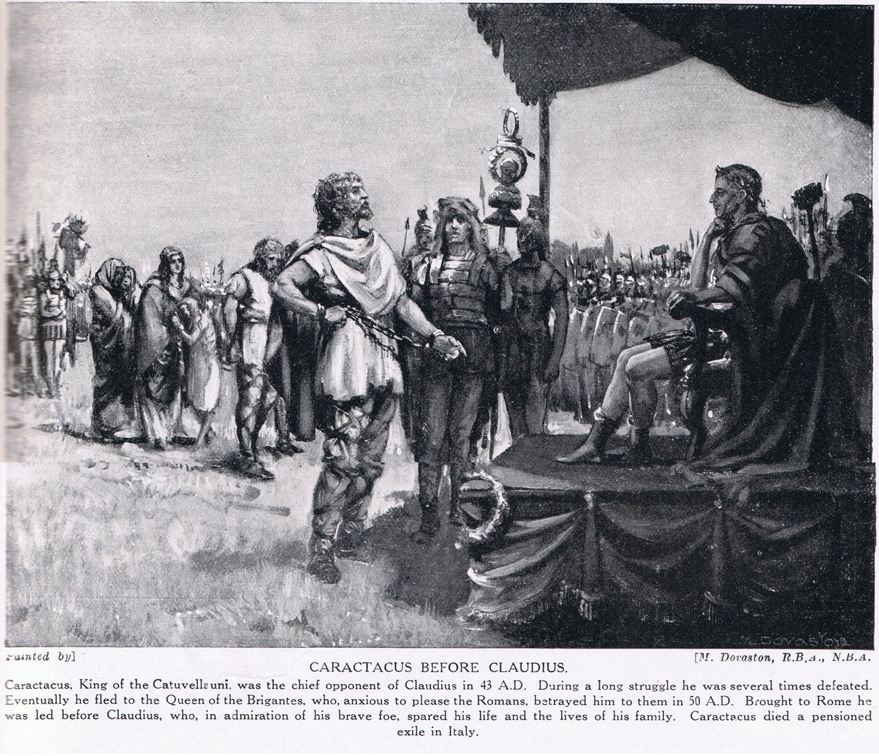 Caractacus perante Claudius, ilustração da "Hutchinson