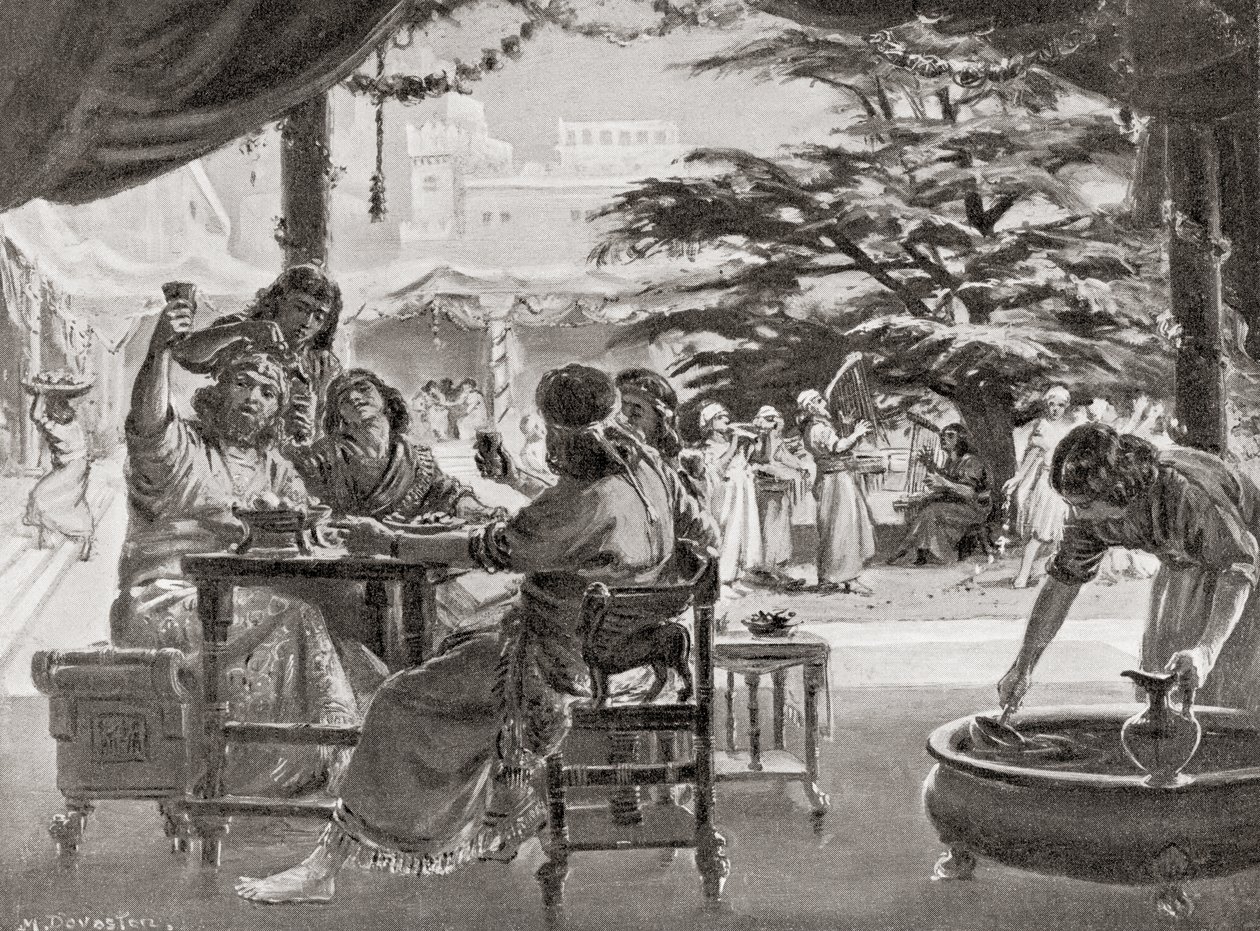 Regozijo na Babilónia aquando da reconstrução da cidade por Esarhaddon, da History of the Nations de Hutchinson, pub.1915 de Margaret (after) Dovaston