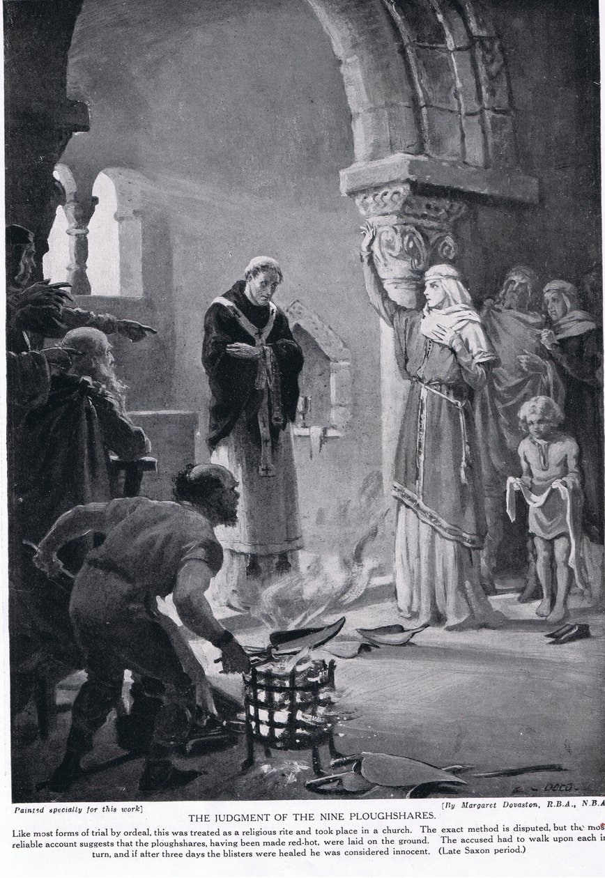 O Julgamento das Nove Lâminas de Arado, ilustração de "Hutchinson