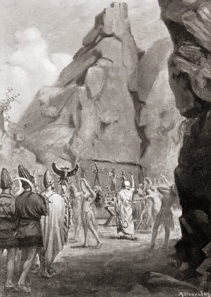 Celebração de um festival de primavera com uma dança de culto para adorar as Deusas-Mães hititas, da History of the Nations de Hutchinson, pub.1915 de Margaret (after) Dovaston
