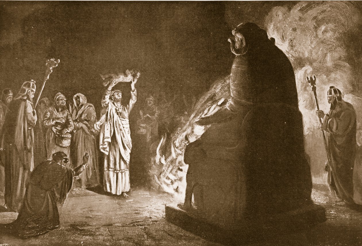 Um sacrifício fenício a Moloch, ilustração de "Hutchinson