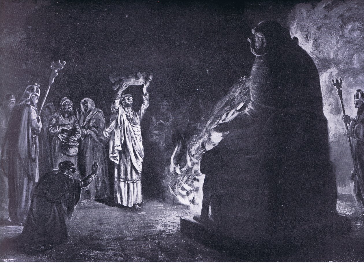 Um sacrifício fenício a Moloch (litografia) de Margaret Dovaston