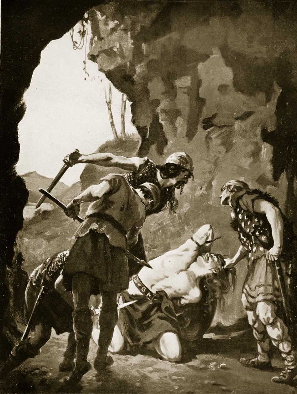 Constantino II morto pelos dinamarqueses, 881 d.C., ilustração de "Hutchinson