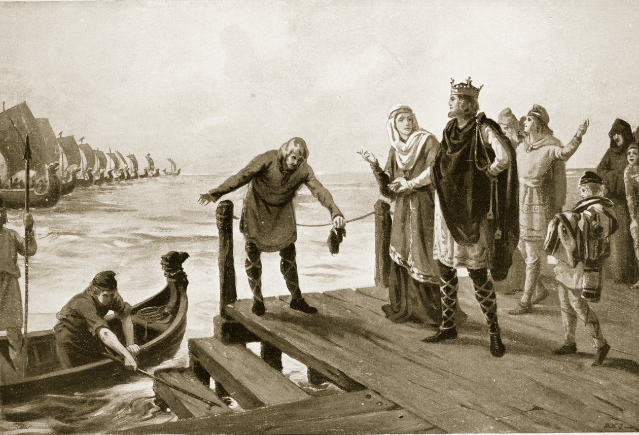 Edgar, o pacífico, segurando uma revista naval, ilustração de "Hutchinson