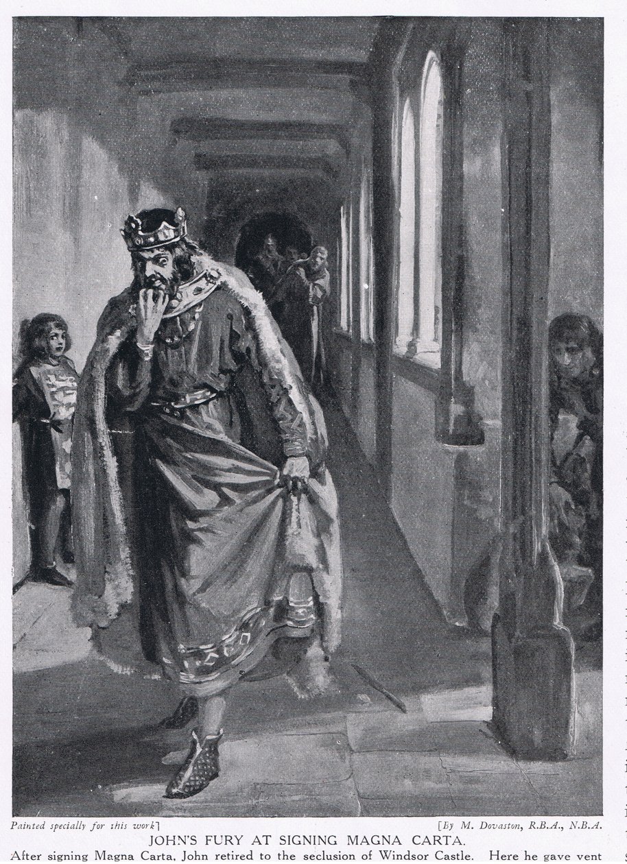 A fúria de João aquando da assinatura da Magna Carta AD1215 de Margaret Dovaston