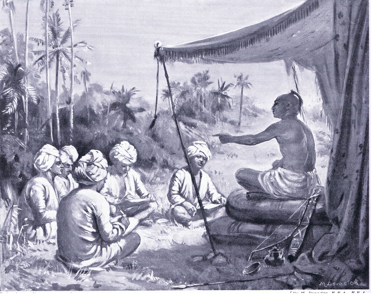 Kulottunga Chola dá instruções aos seus inspectores 1086 d.C. (litografia) de Margaret Dovaston