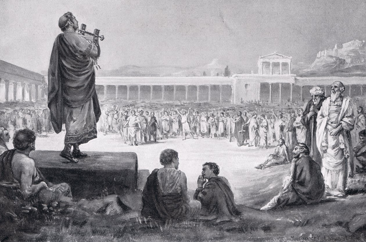 Viagem de Nero à Grécia em 66 d.C., ilustração de "Hutchinson