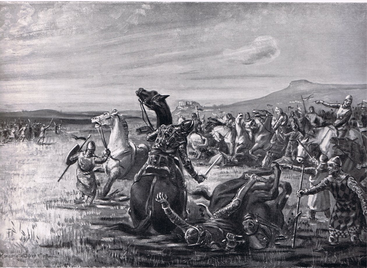 A Batalha de Orchomenos, ilustração da "História das Nações de Hutchinson de Margaret Dovaston