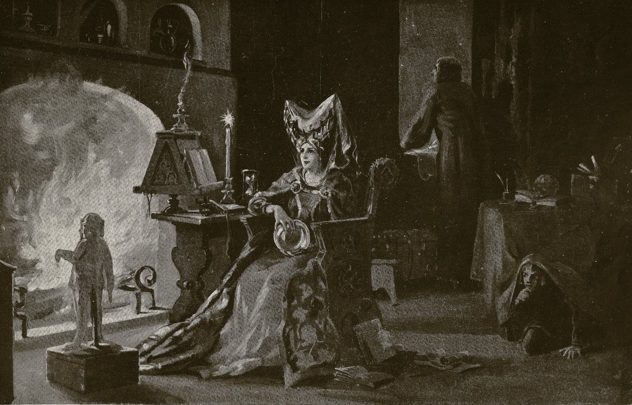 A duquesa de Gloucester pratica feitiçaria, ilustração de "Hutchinson