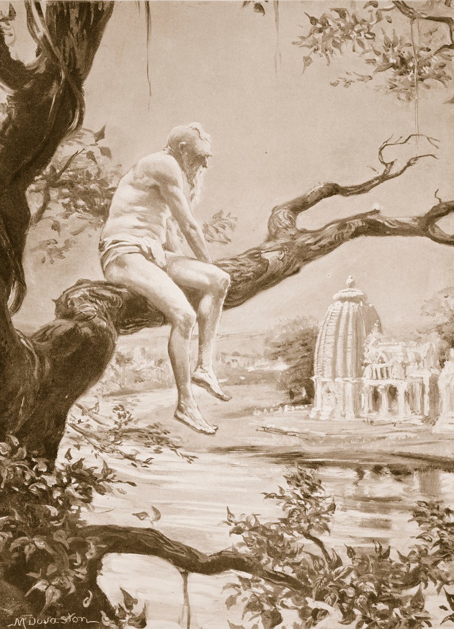 O fim de um longo e próspero reinado, ilustração de "Hutchinsons History of the Nations", c.1910 (litografia) de Margaret Dovaston