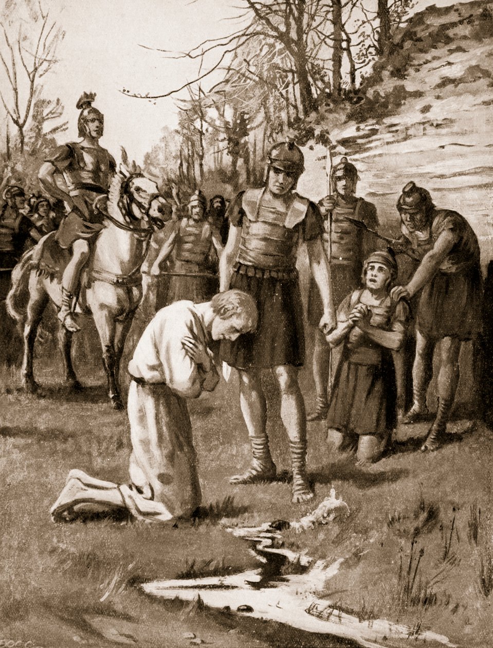 O Martírio de Santo Albano, c.303, ilustração de "Hutchinson