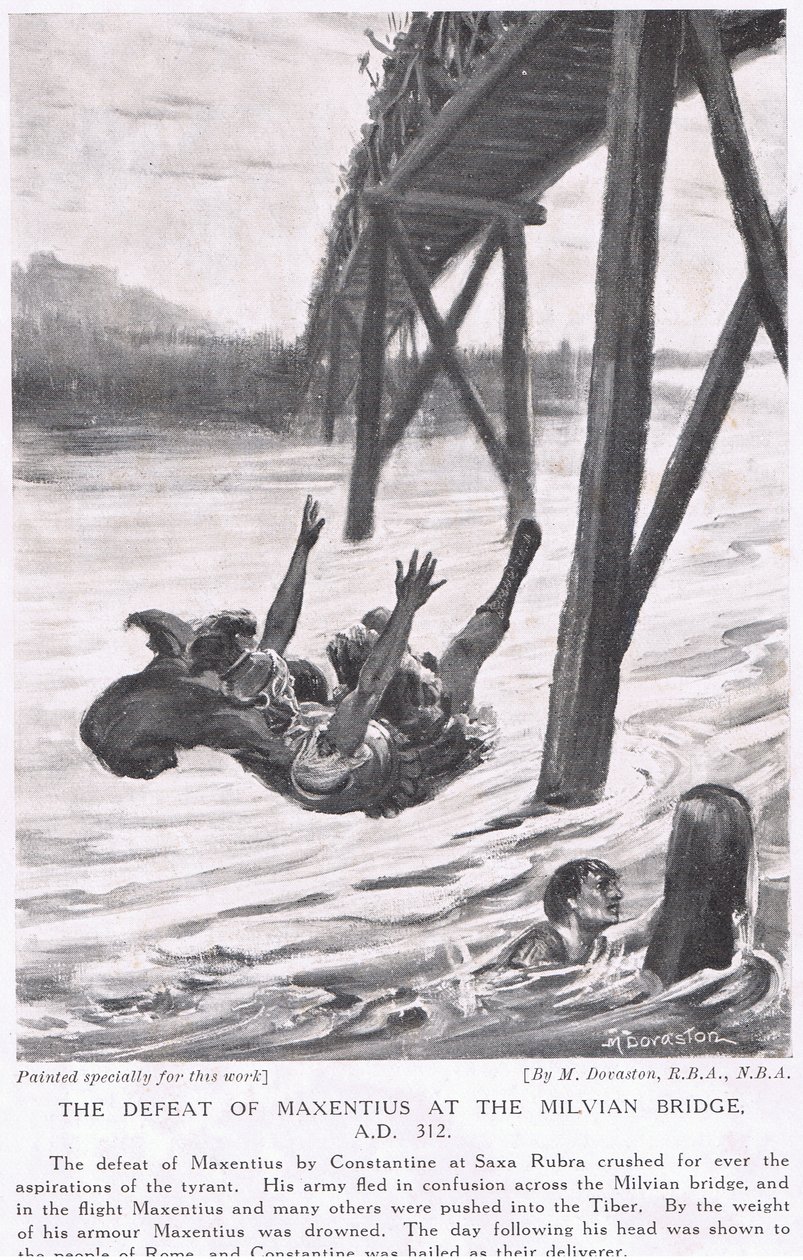 A derrota de Maxêncio em Milvian Bridge 312AD de Margaret Dovaston