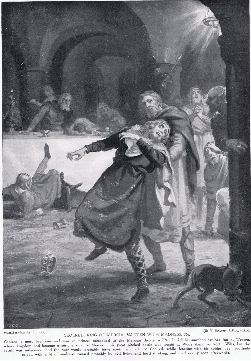 A loucura do rei Ceolred de Mércia 716 d.C. de Margaret Dovaston