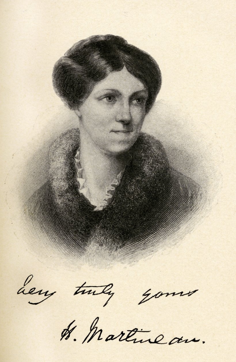 Harriet Martineau (1802-1876) ilustração de &39;pequenas jornadas para as casas de mulheres famosas&39;, publicado em 1827 de Margaret Gillies