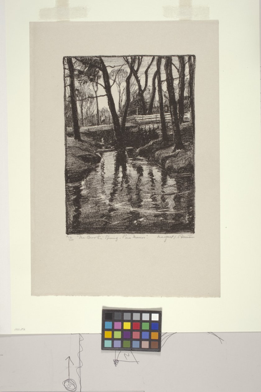 O riacho na Primavera, Pine Manor (litho) de Margaret Jordan Patterson