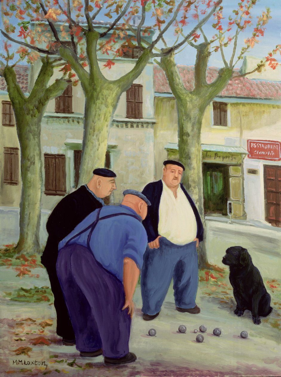 Jogadores de bocha (óleo sobre tela) de Margaret Loxton