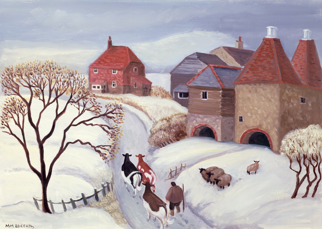 Conduzir vacas para casa na neve de Margaret Loxton