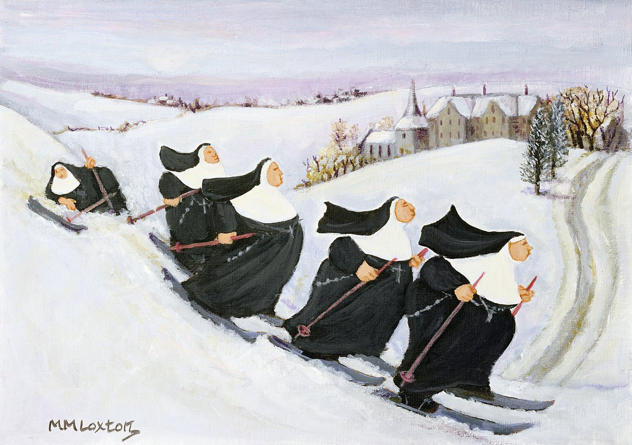 Esquiar (óleo sobre papel) de Margaret Loxton