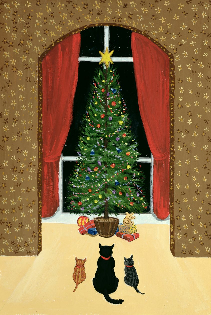 A árvore de Natal (guache sobre papel) de Margaret Loxton
