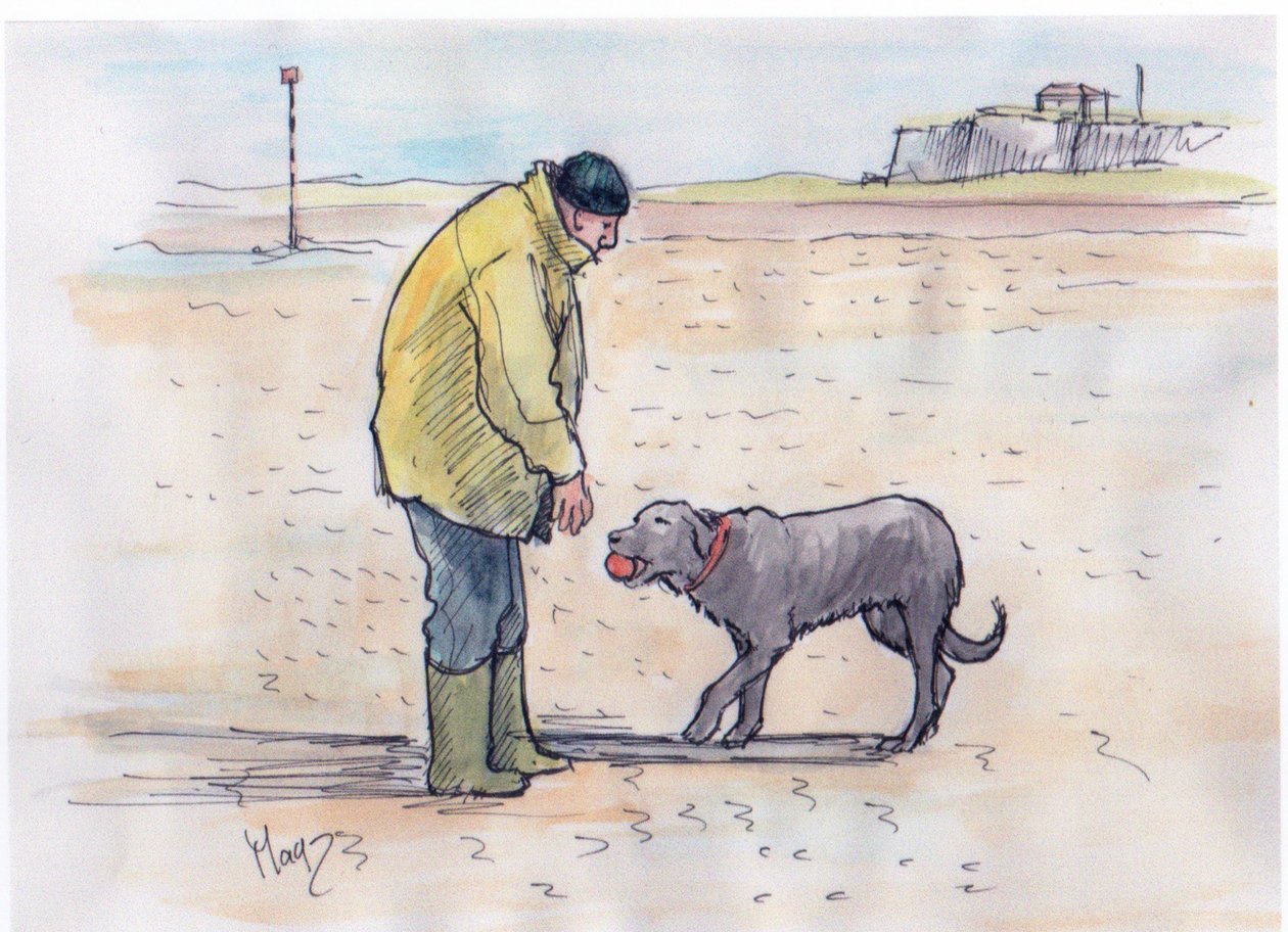 Passear o cão - 08 (caneta e aguarela) de Margaret Loxton