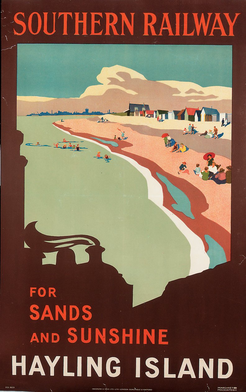 Hayling Island, cartaz anunciando Southern Railway de Margaret MacDonald Mackintosh