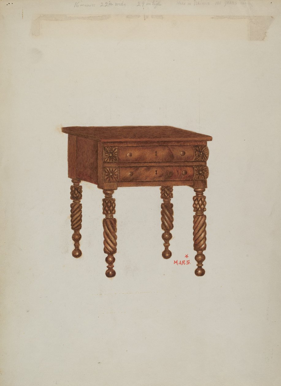 Suporte de mogno com duas gavetas de Margaret Stottlemeyer