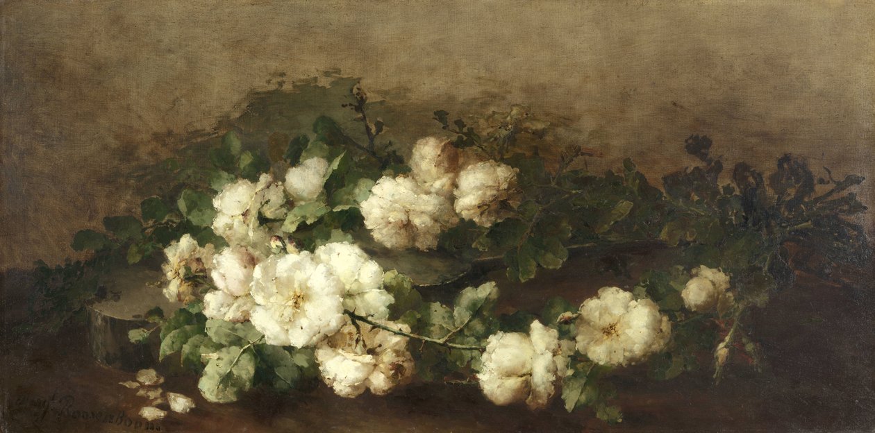Natureza morta com guitarra e rosas de Margaretha Roosenboom