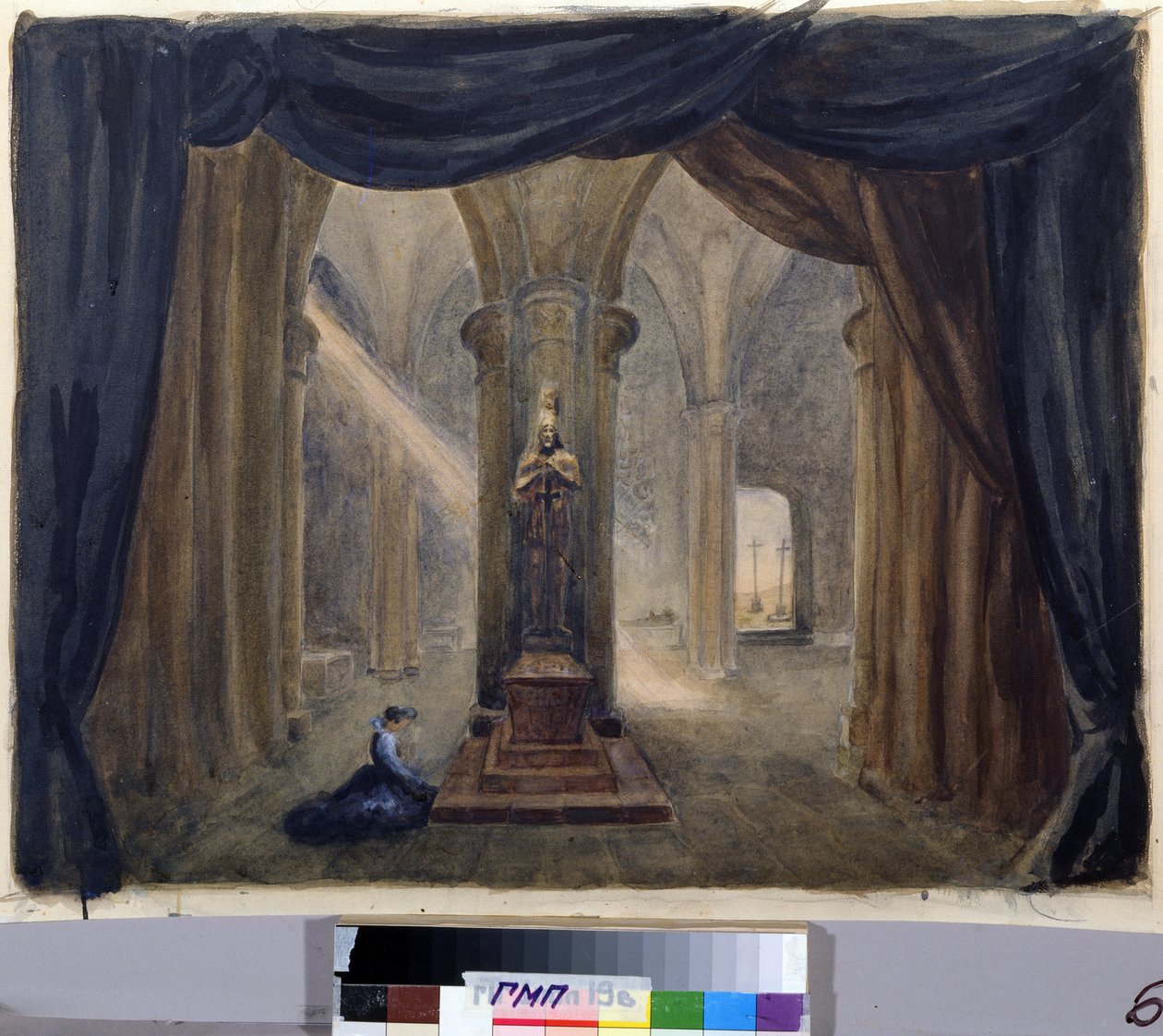 Decoração Preparatória da Ópera "O Hóspede de Pierre", de Alexandre Dargomyjski (1813-1869) de Margarita Genrichovna Genke Shifrina