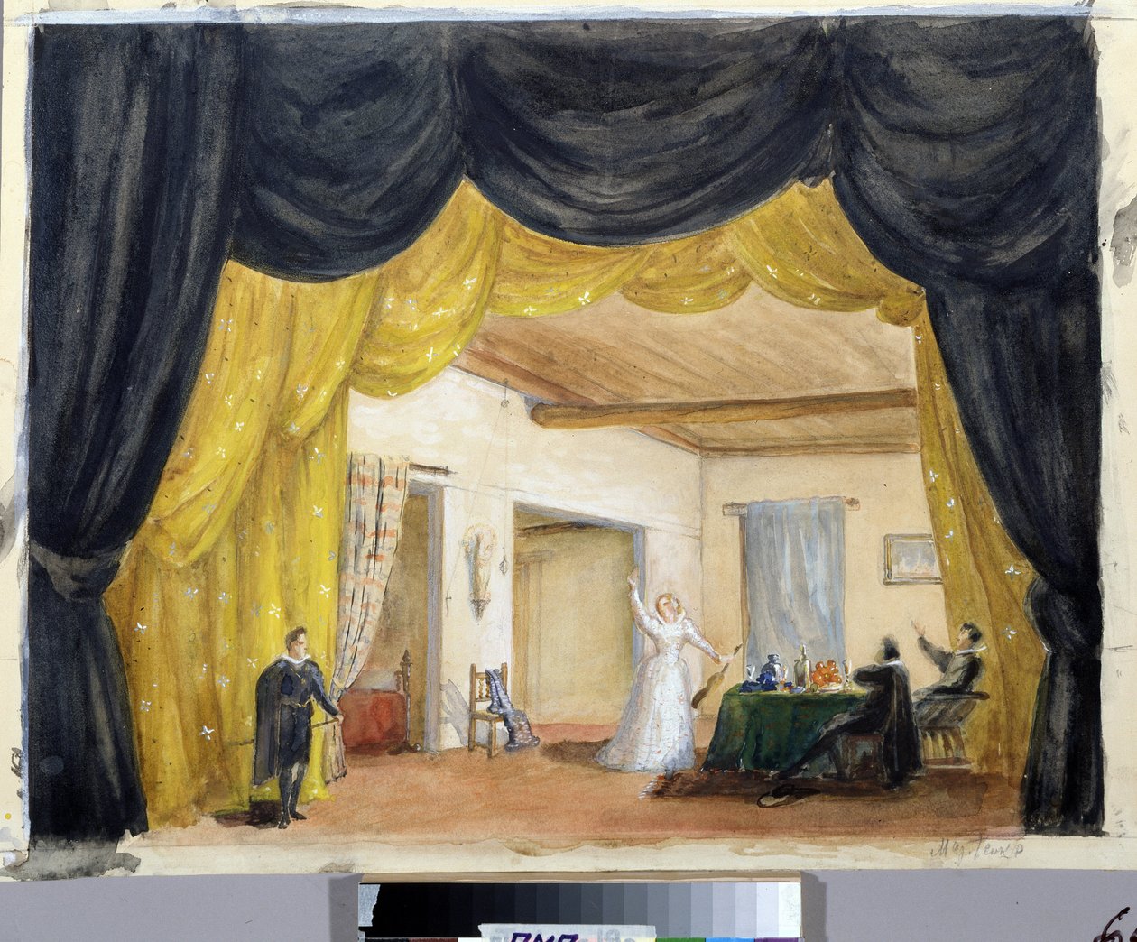 Decoração preparatória da ópera "o convidado de pedra" de Margarita Genrichovna Genke Shifrina