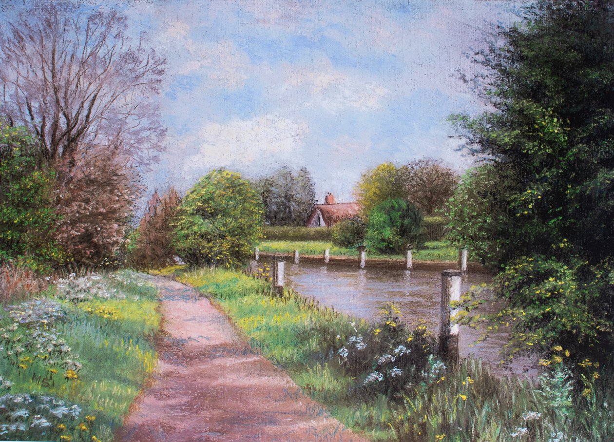 Eton Lock, Rio Tamisa, 2001 (pastel) de Margo Starkey