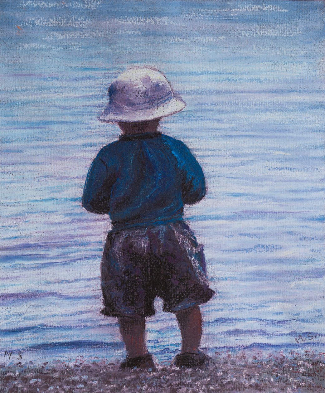 Contemplando um mergulho, 2019 (pastel) de Margo Starkey