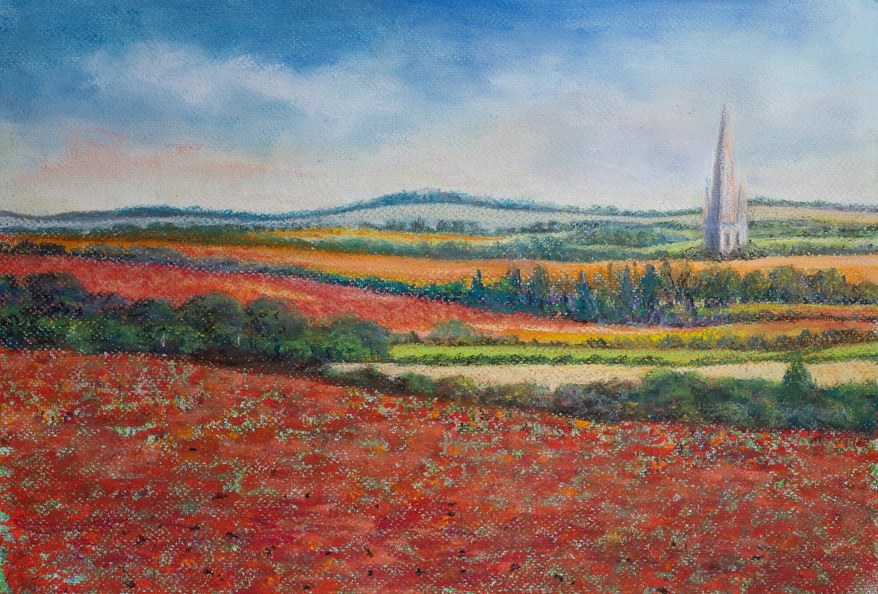 Campos de papoulas, 2021 (pastel) de Margo Starkey