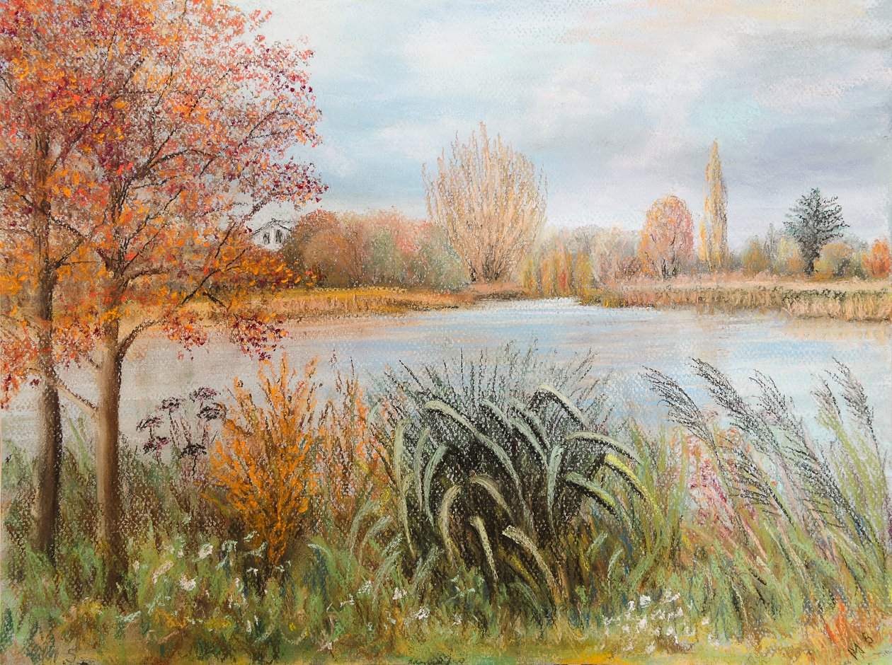 Rio Tamisa perto de Windsor, 2022 (pastel) de Margo Starkey