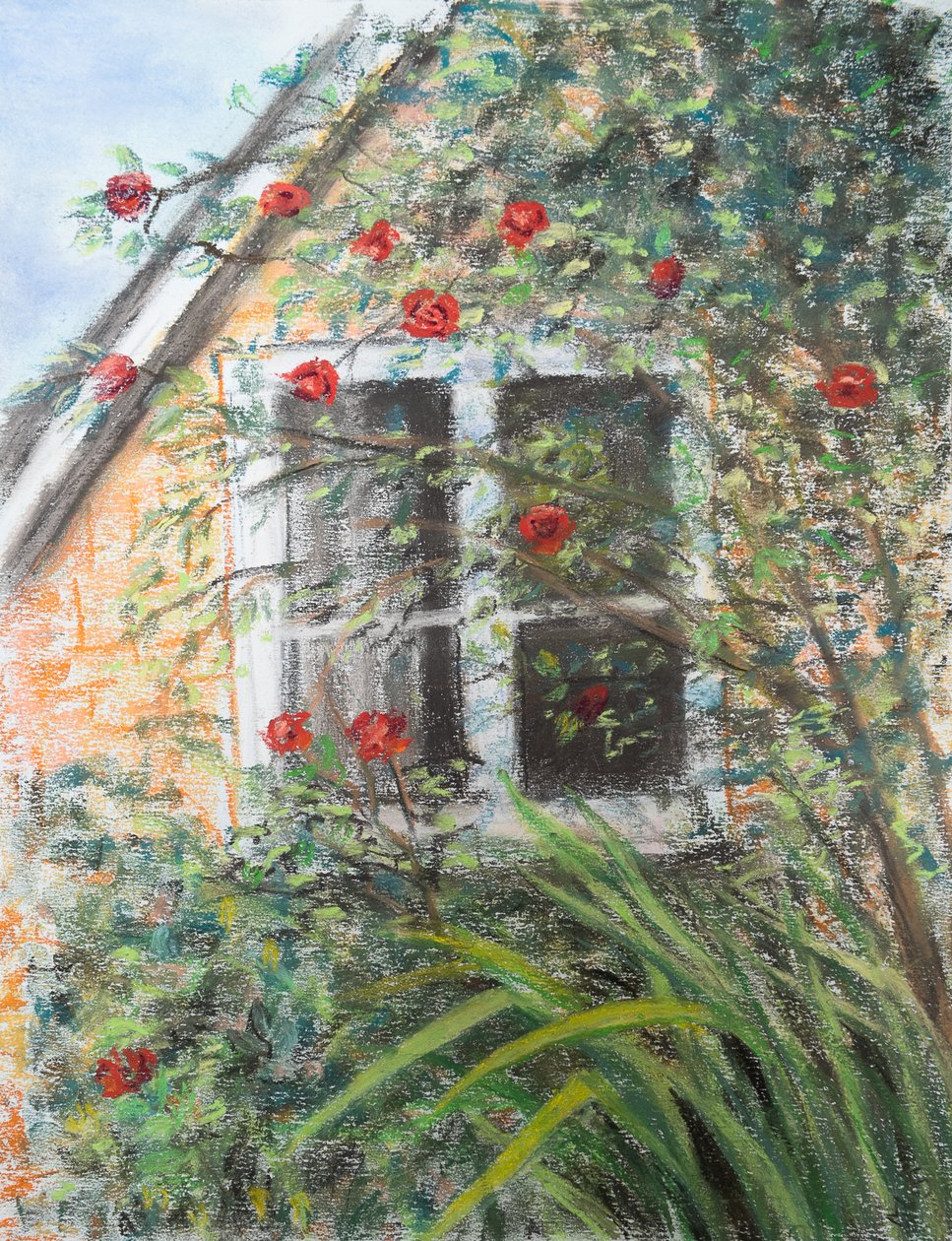 Rosas sobre janela, 2022 (pastel) de Margo Starkey